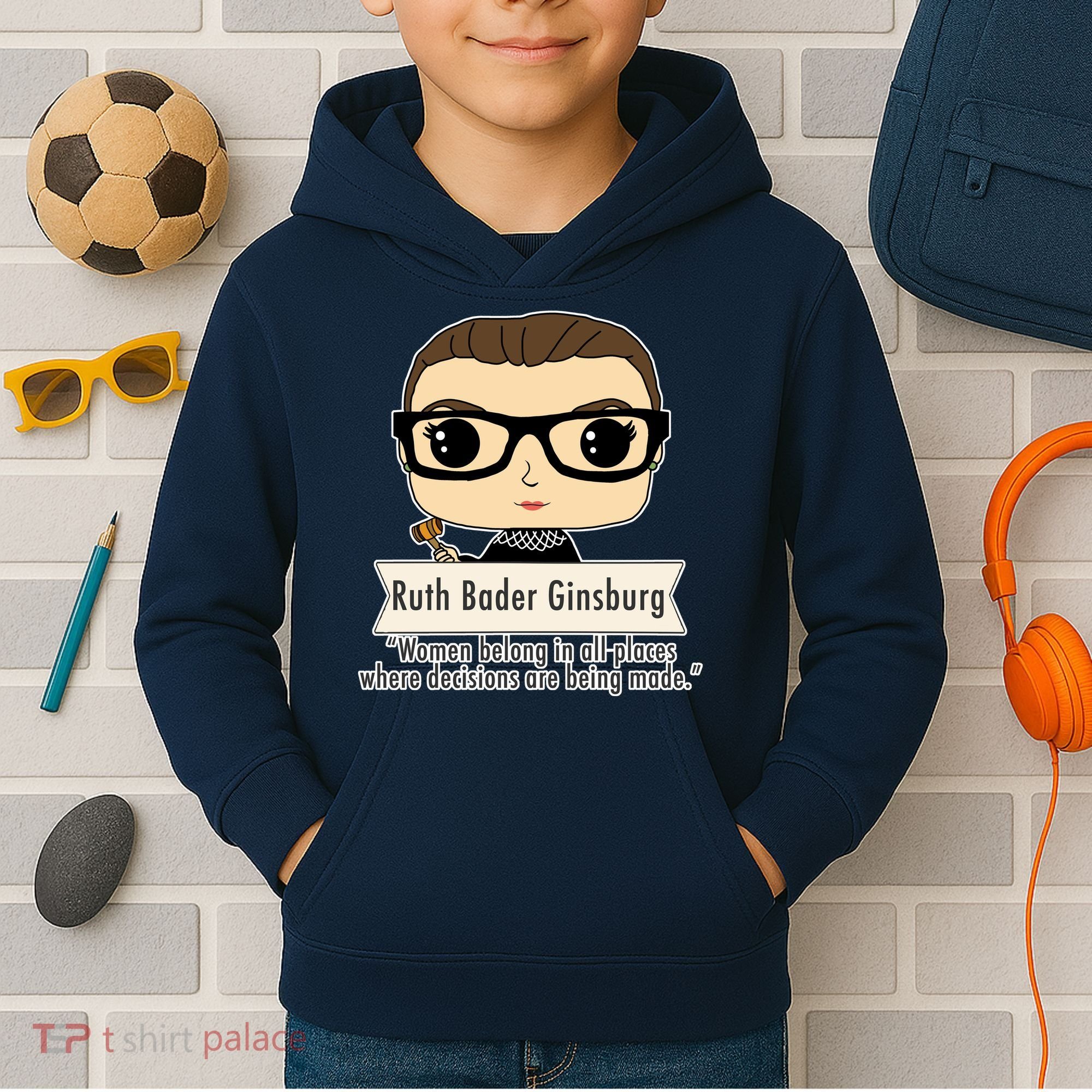 Ruth Bader Ginsburg Cute Cartoon Quote Kids Hoodie