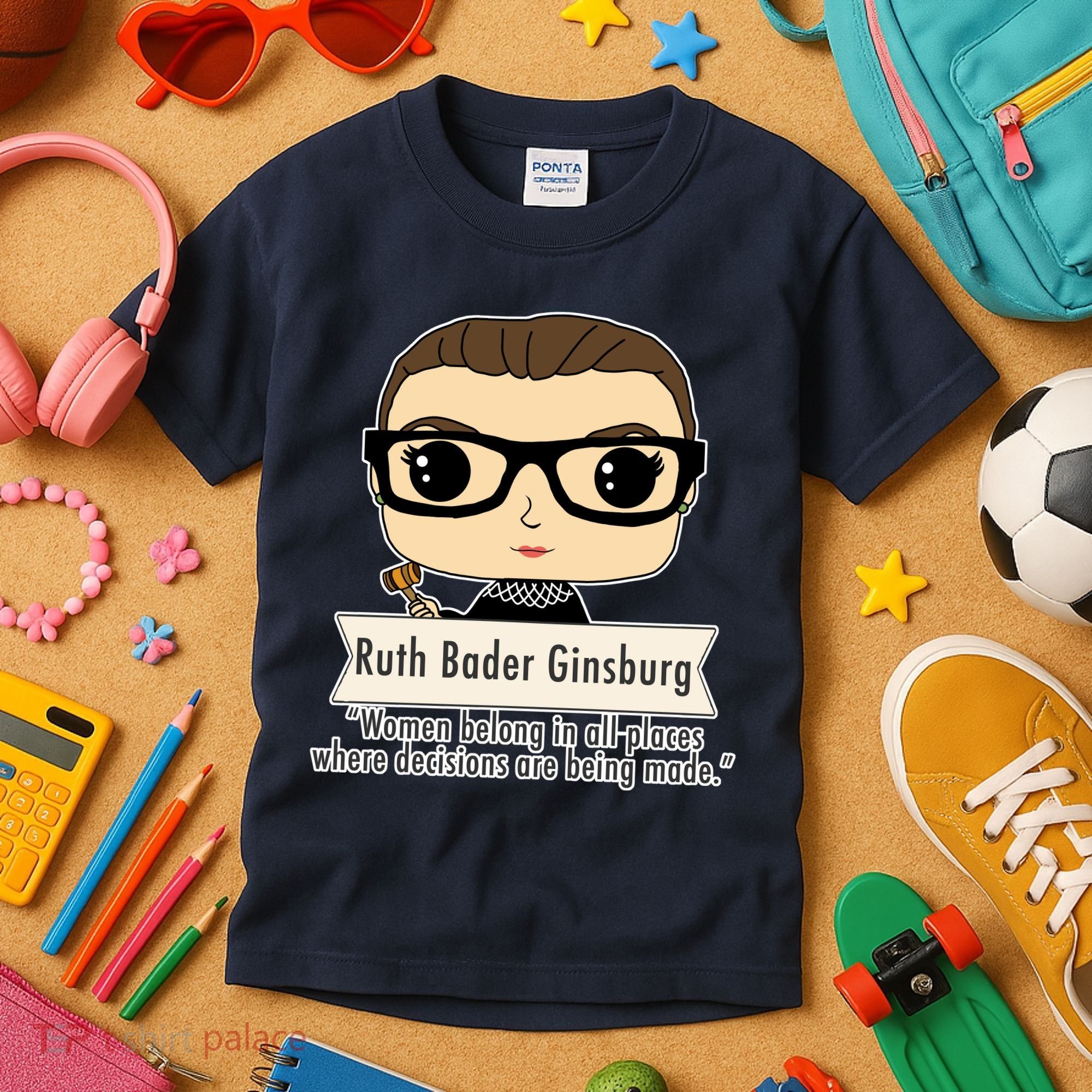 Ruth Bader Ginsburg Cute Cartoon Quote Kids T-Shirt