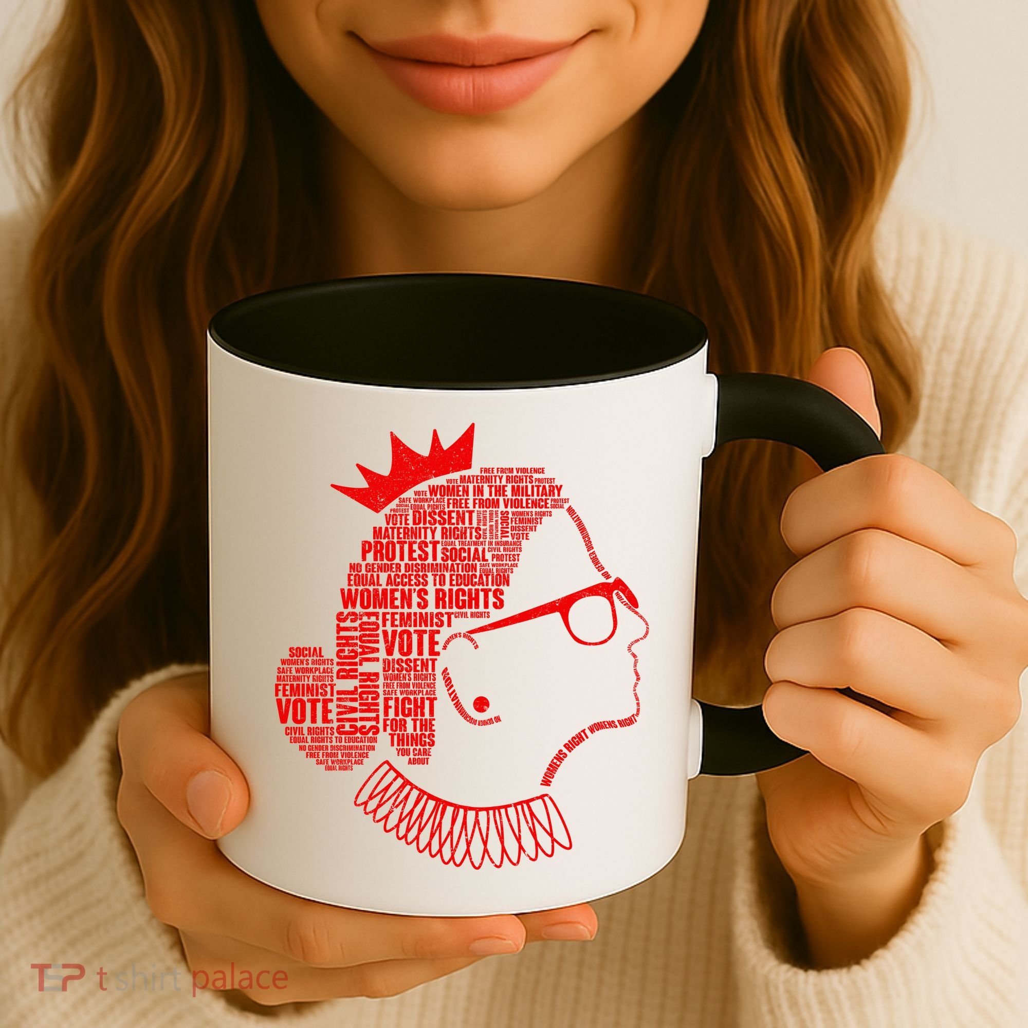 Ruth Bader Ginsburg Face Quotes Red Coffee Mug