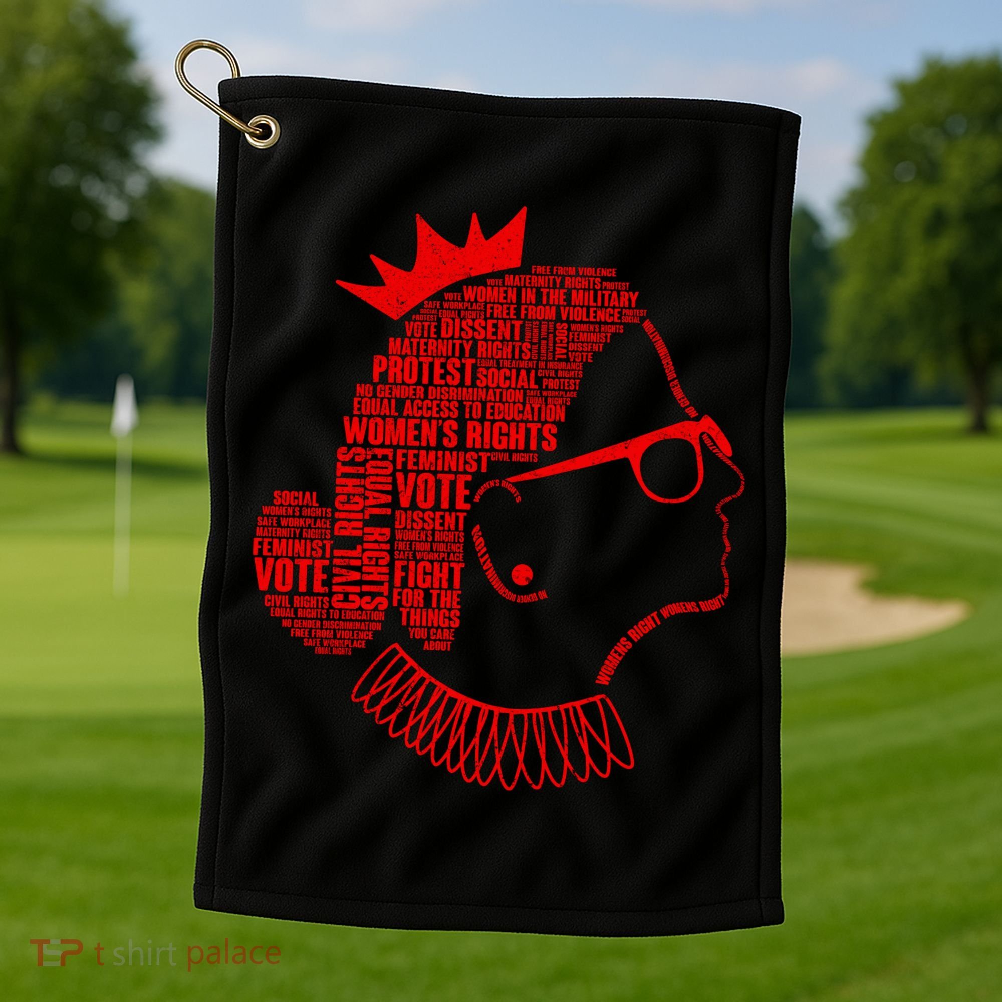 Ruth Bader Ginsburg Face Quotes Red Golf Towel
