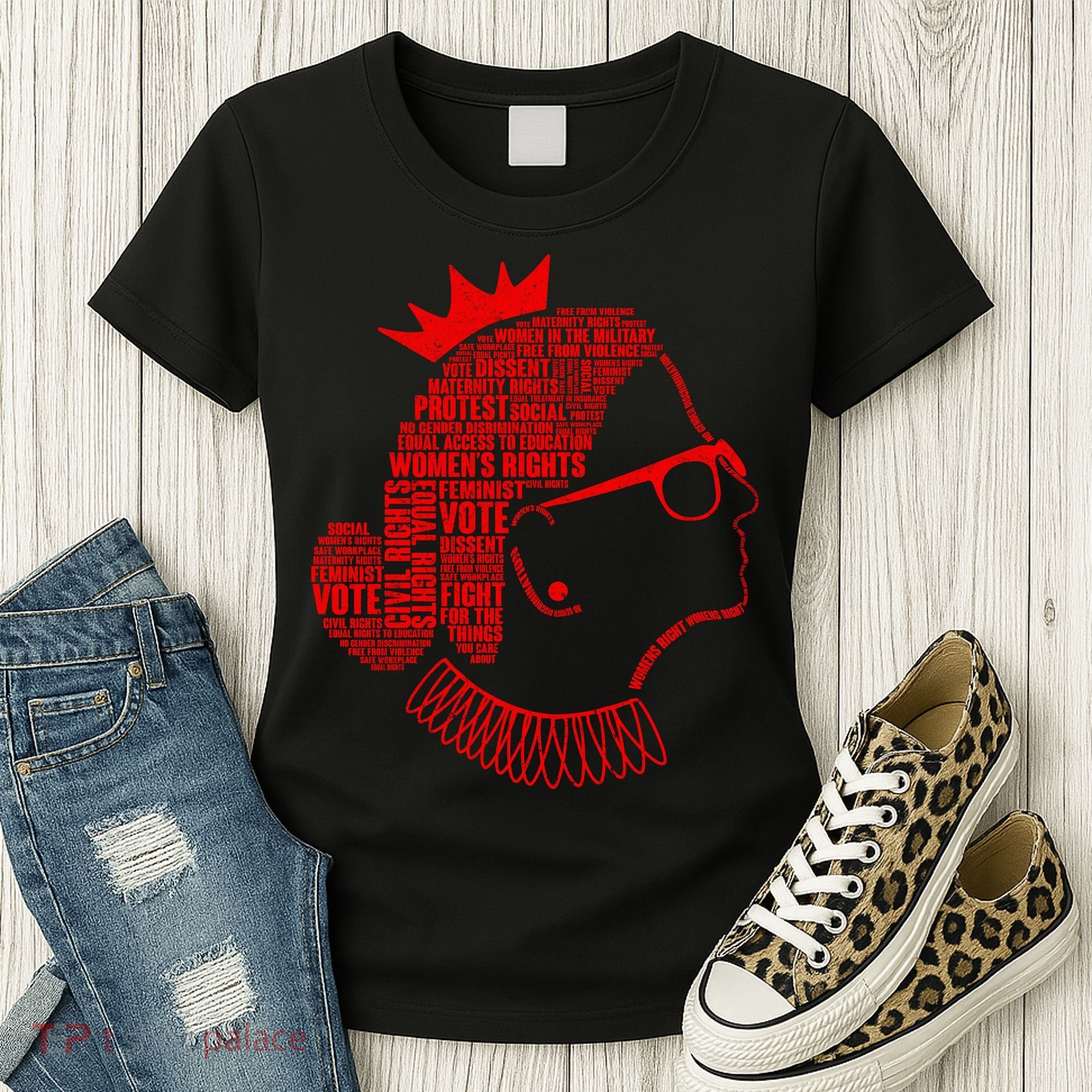 Ruth Bader Ginsburg Face Quotes Red Women's T-Shirt