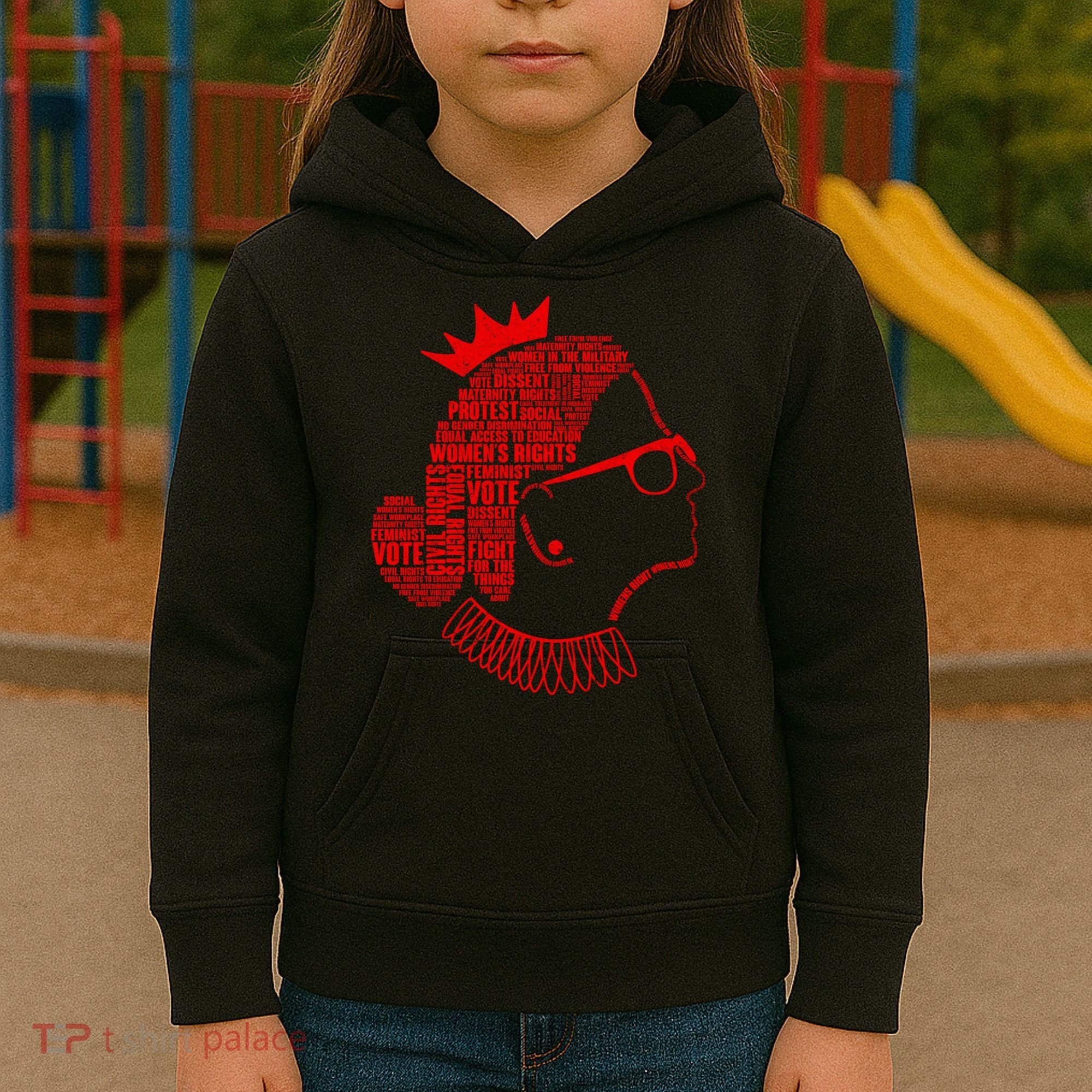 Ruth Bader Ginsburg Face Quotes Red Kids Hoodie