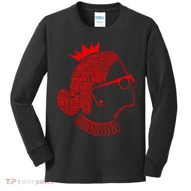 Ruth Bader Ginsburg Face Quotes Red Kids Long Sleeve Shirt