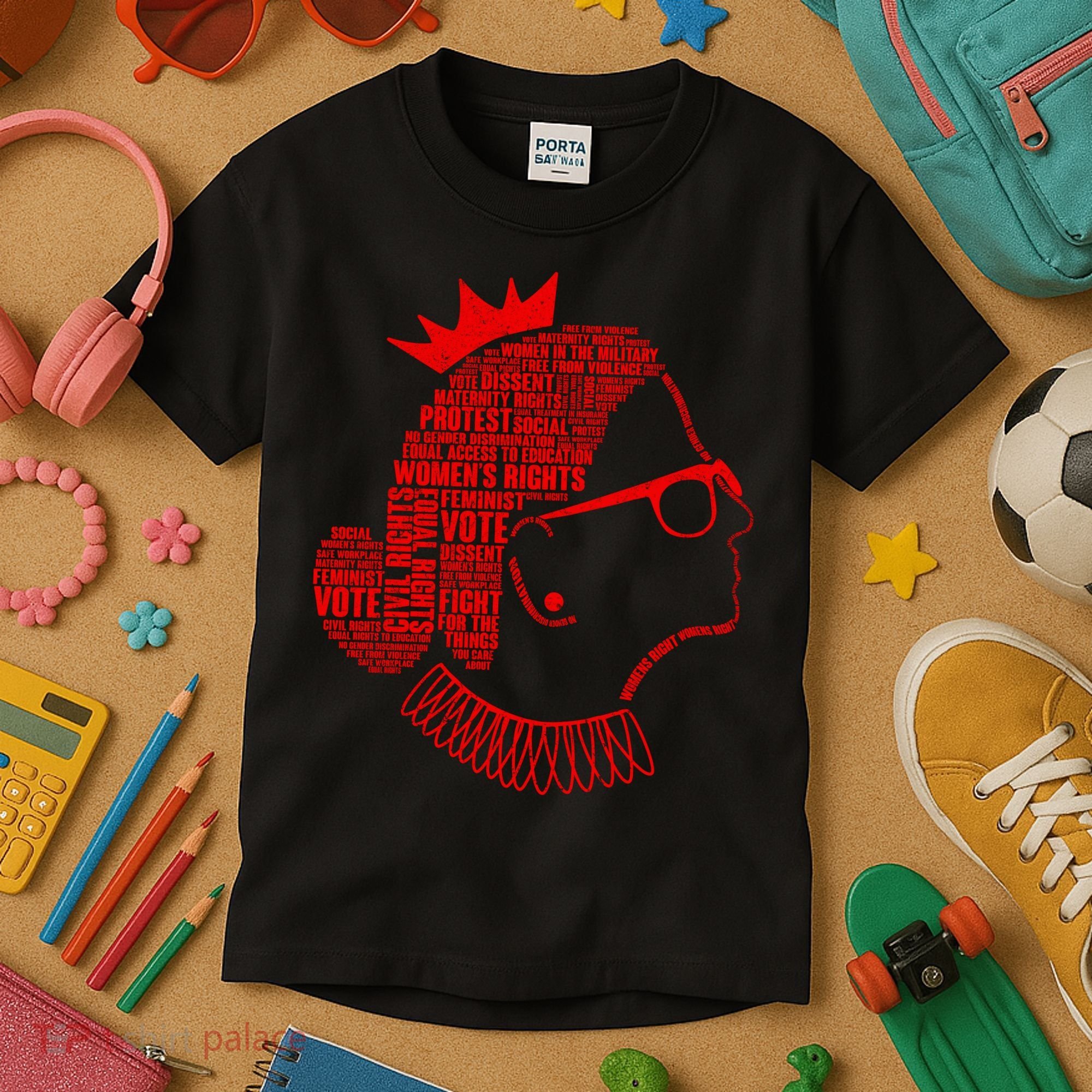 Ruth Bader Ginsburg Face Quotes Red Kids T-Shirt