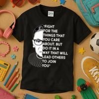 Ruth Bader Ginsburg Fight the Things You Care About Quote Kids T-Shirt thumb 3
