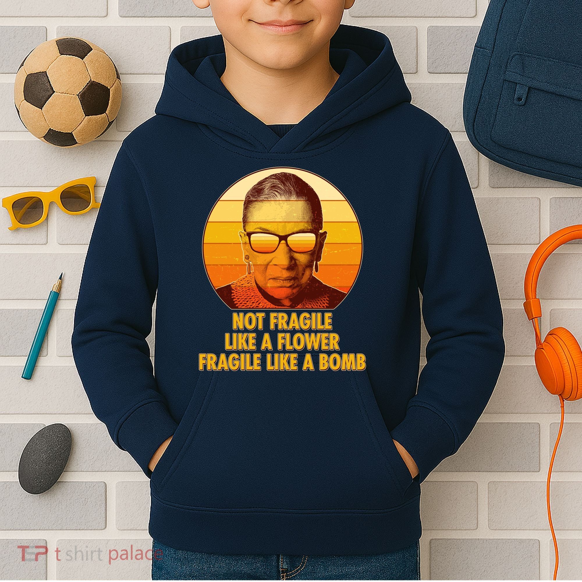 Ruth Bader Ginsburg Fragile Like A Bomb Tribute  Kids Hoodie