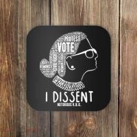 Ruth Bader Ginsburg I Dissent Notorious RBG Tribute Quotes Coaster thumb 0