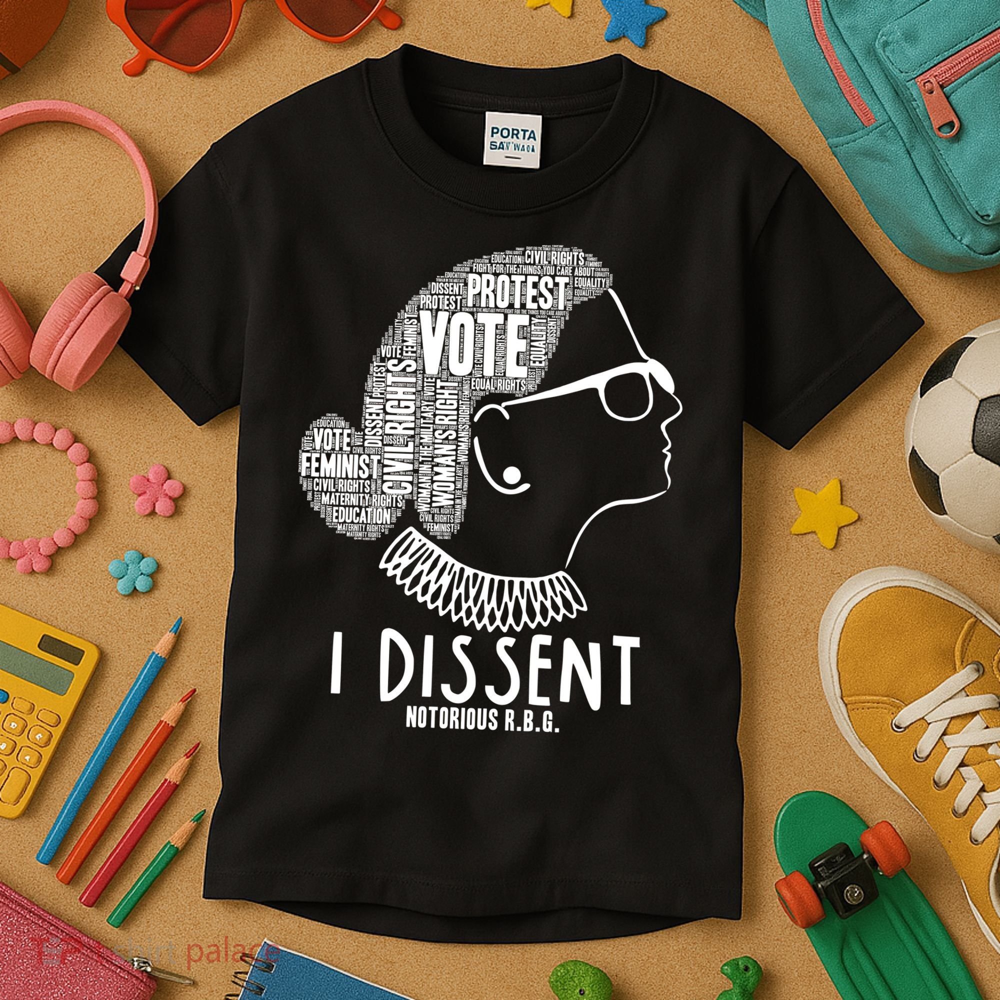 Ruth Bader Ginsburg I Dissent Notorious RBG Tribute Quotes Kids T-Shirt