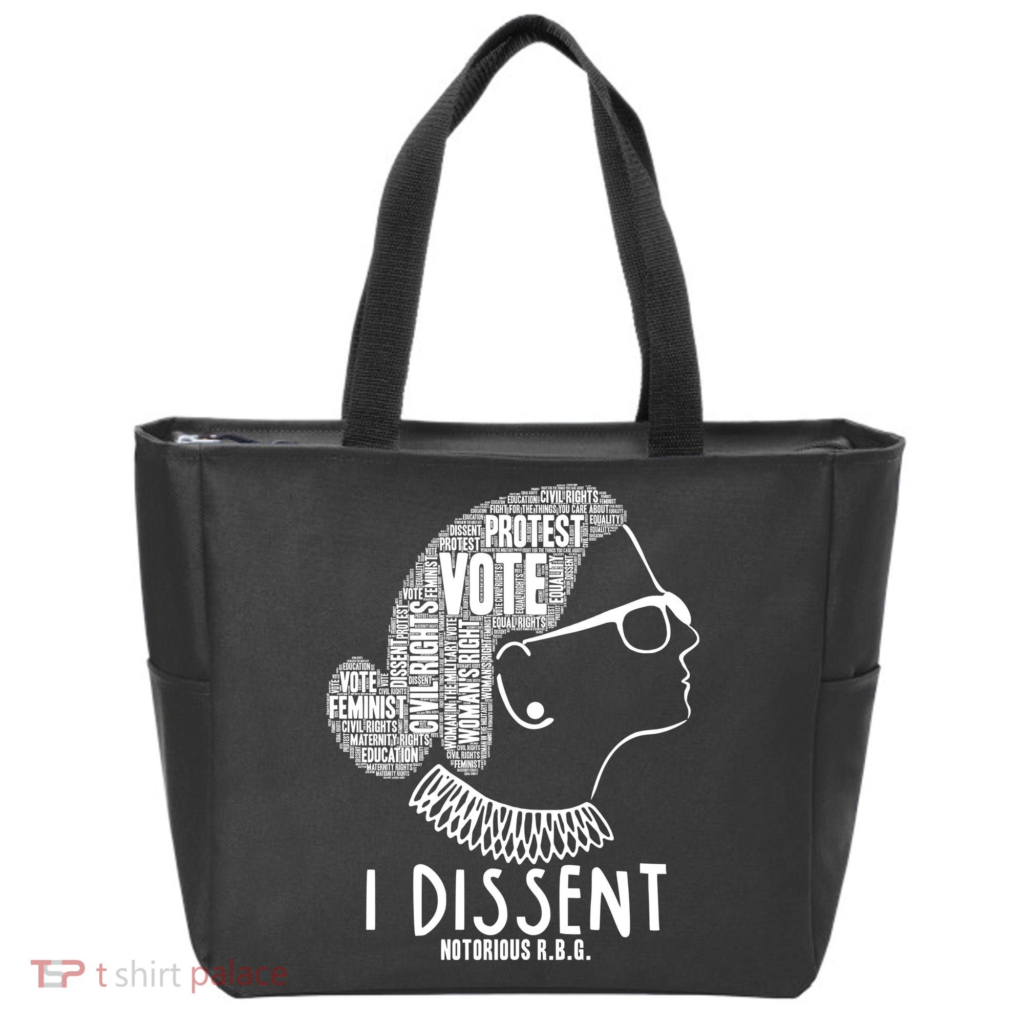 Ruth Bader Ginsburg I Dissent Notorious RBG Tribute Quotes Tote Bag