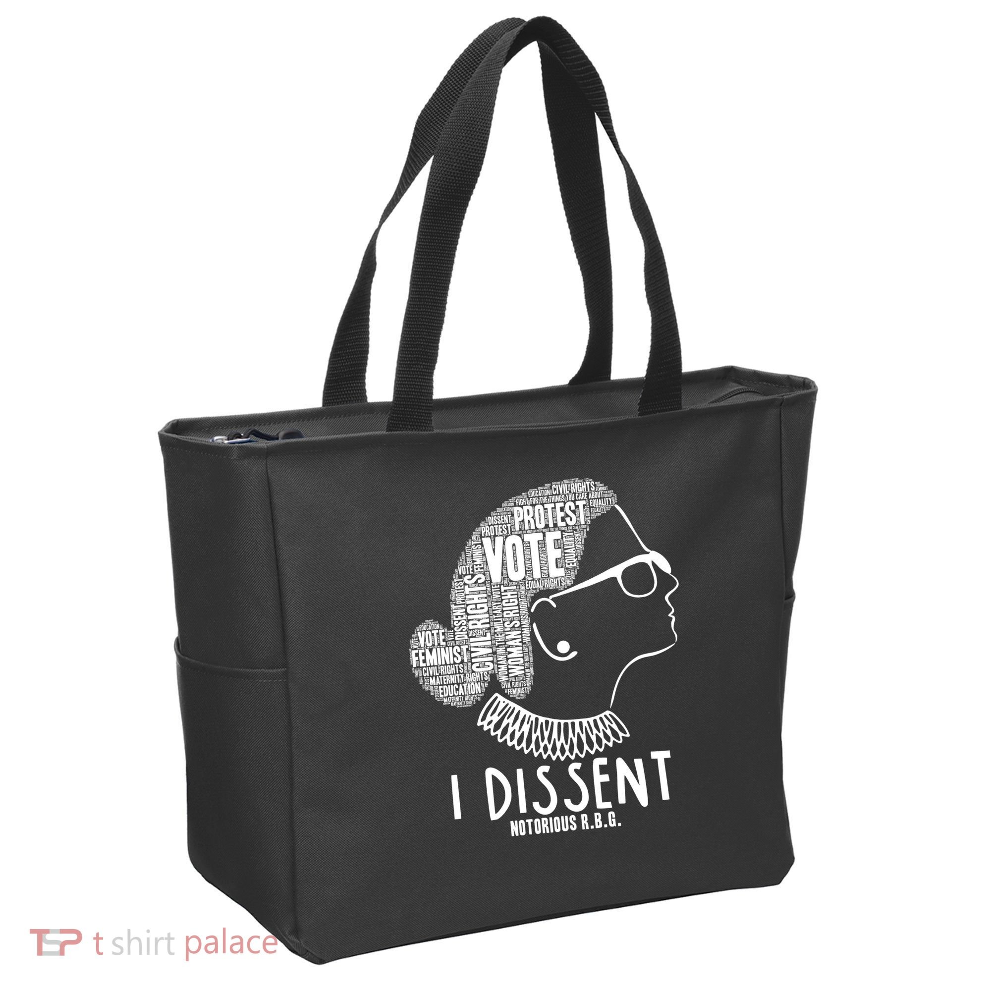 Ruth Bader Ginsburg I Dissent Notorious RBG Tribute Quotes Tote Bag