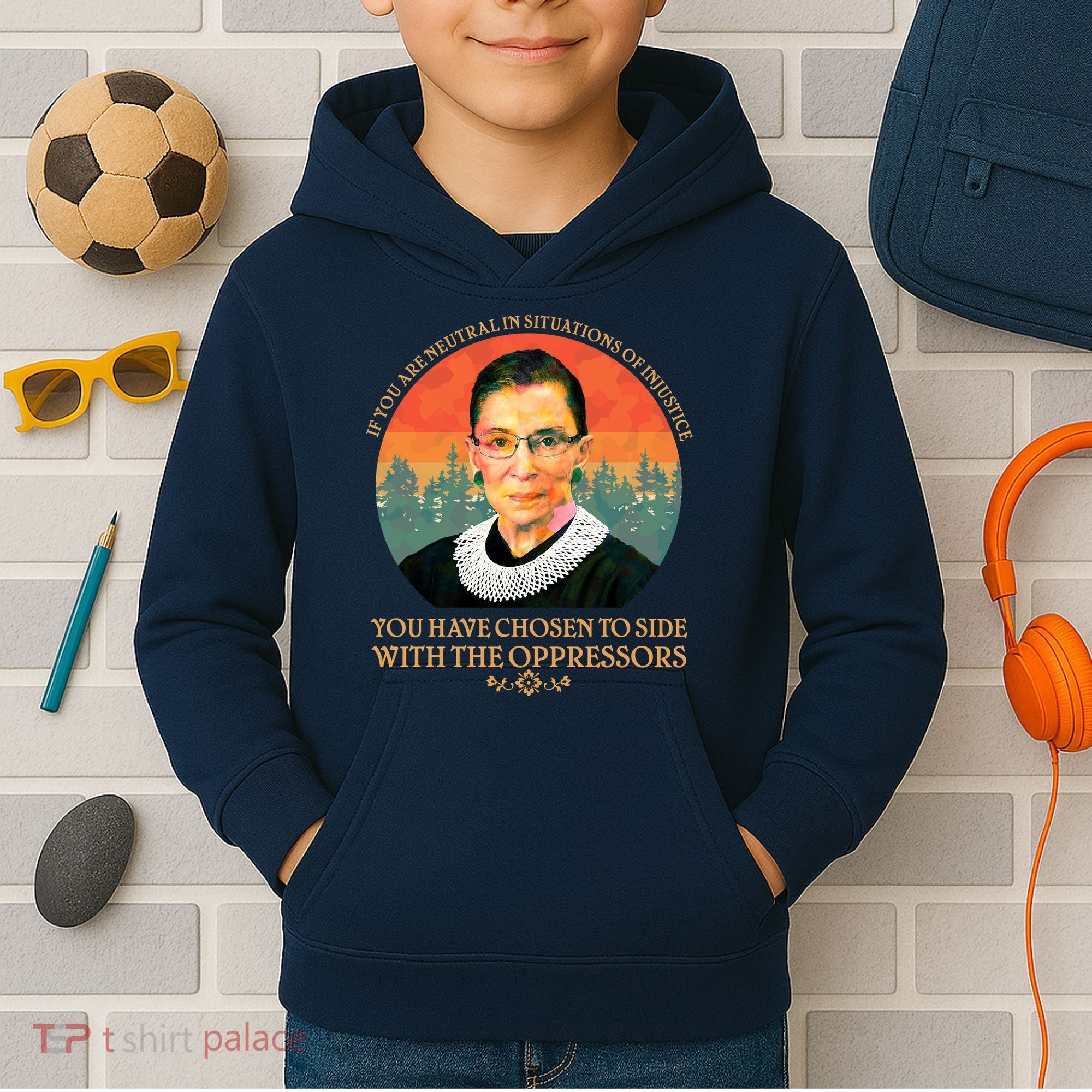 Ruth Bader Ginsburg Injustice Oppressors RBG Quote Kids Hoodie