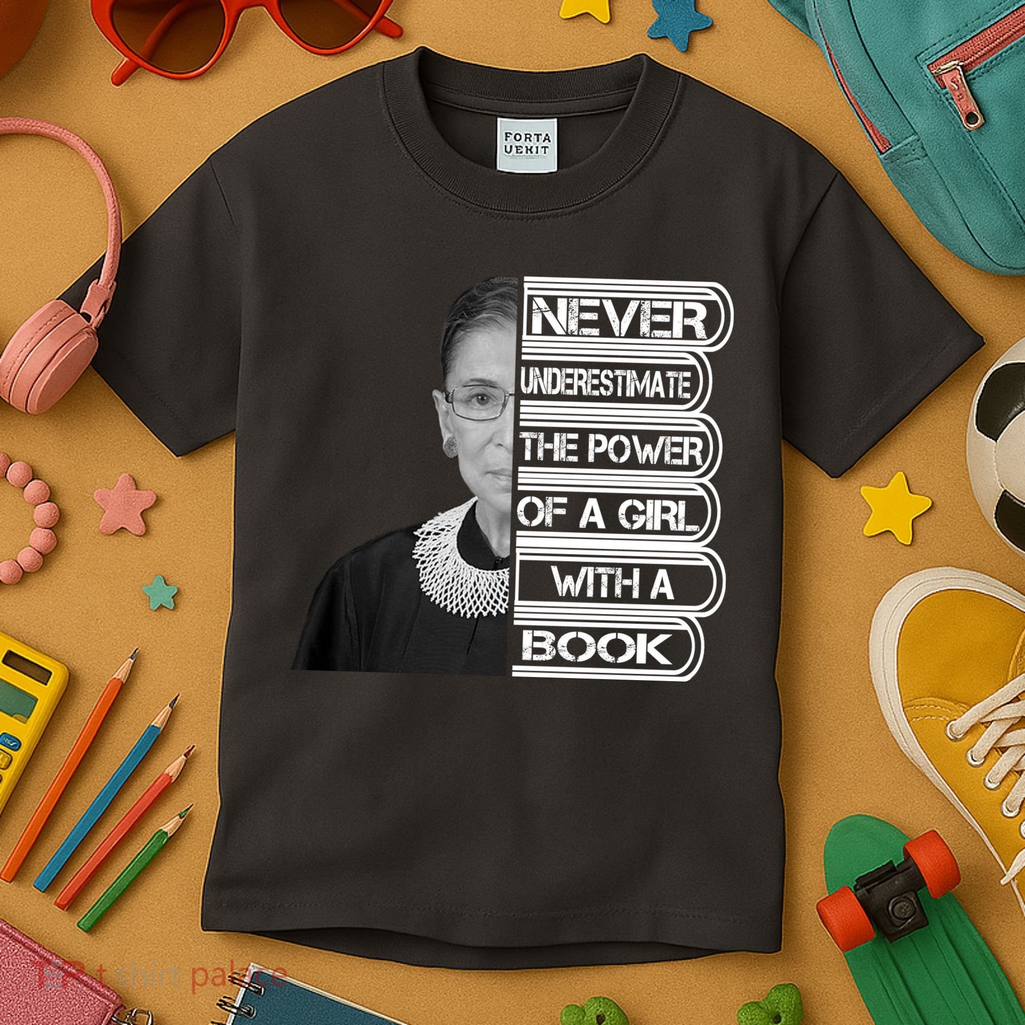 Ruth Never Underestimate a Power of a Book Kids T-Shirt