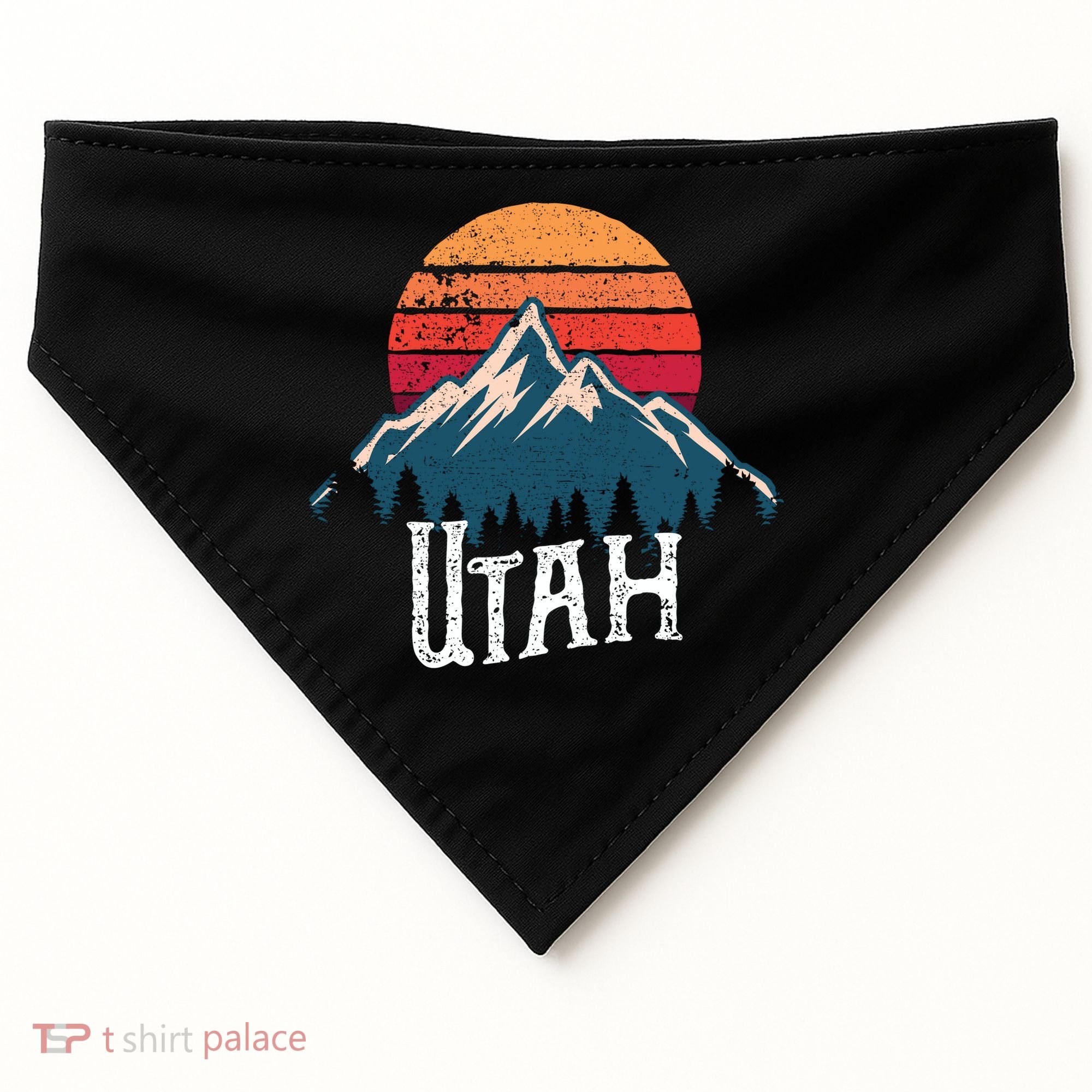 Retro Utah Ut Mountains Outdoor Wildness Funny Gift USA-Made Doggie Bandana