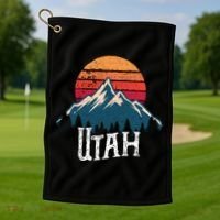 Retro Utah Ut Mountains Outdoor Wildness Funny Gift Golf Towel thumb 1