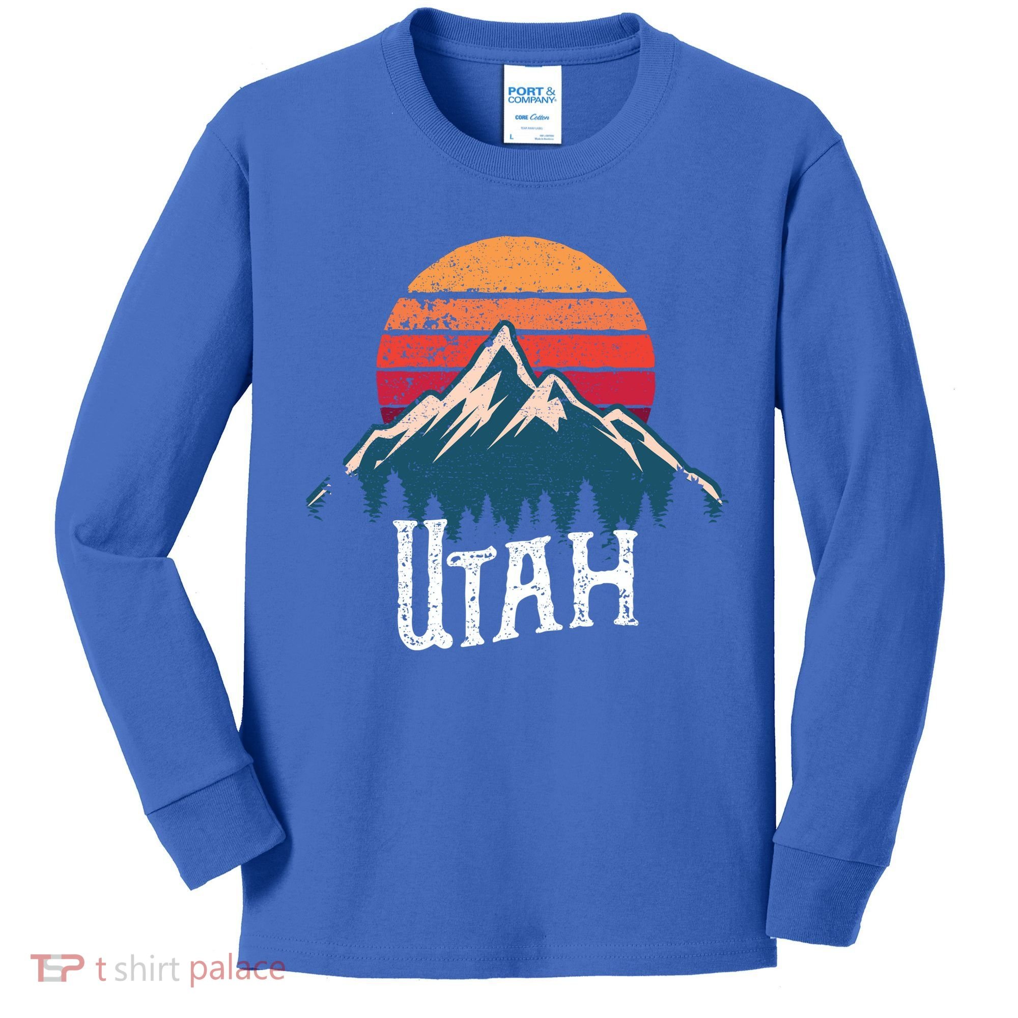 Retro Utah Ut Mountains Outdoor Wildness Funny Gift Kids Long Sleeve Shirt