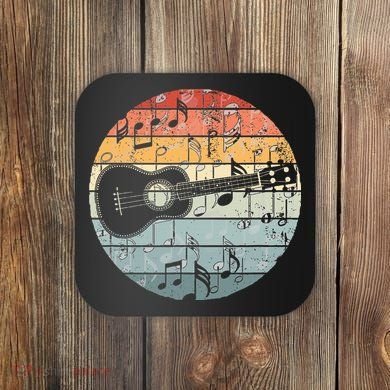 Retro Uke Ukulele Player Funny Ukulele Music Coaster