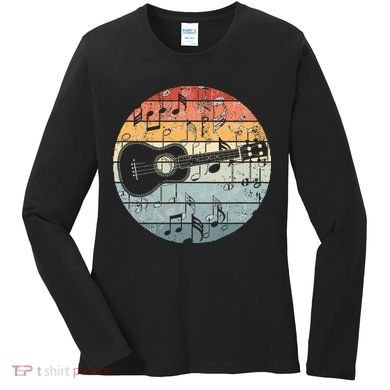 Retro Uke Ukulele Player Funny Ukulele Music Women's Long Sleeve Shirt