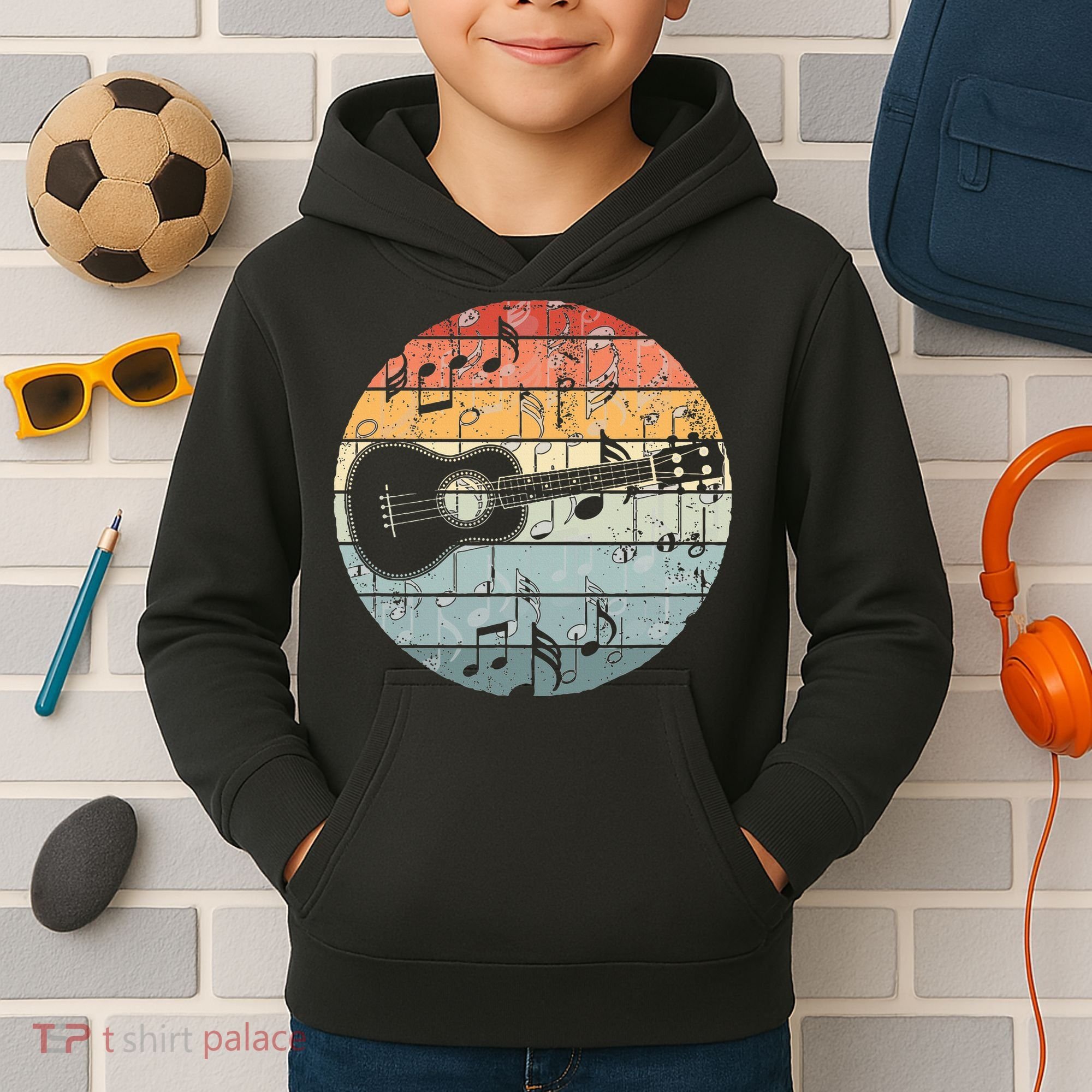 Retro Uke Ukulele Player Funny Ukulele Music Kids Hoodie