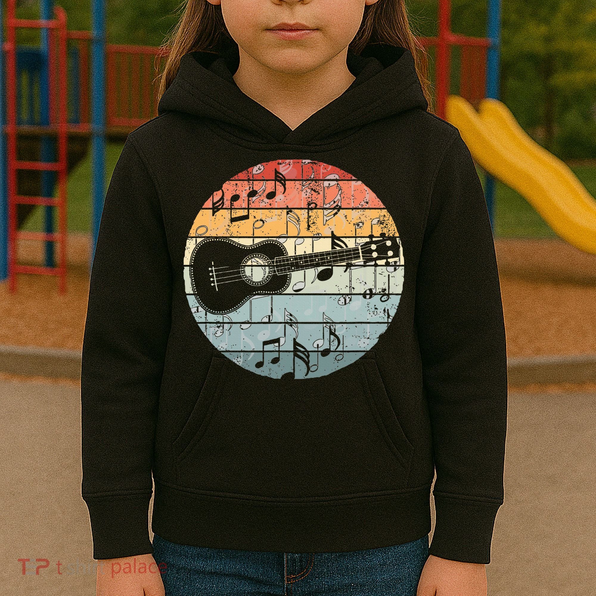 Retro Uke Ukulele Player Funny Ukulele Music Kids Hoodie