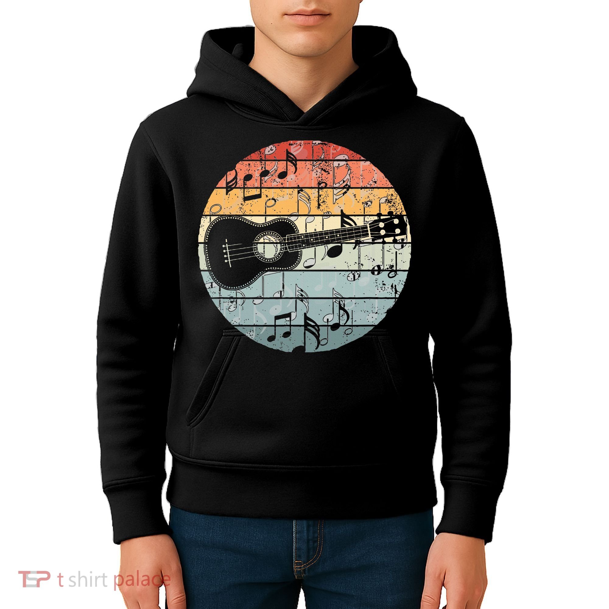 Retro Uke Ukulele Player Funny Ukulele Music Kids Hoodie