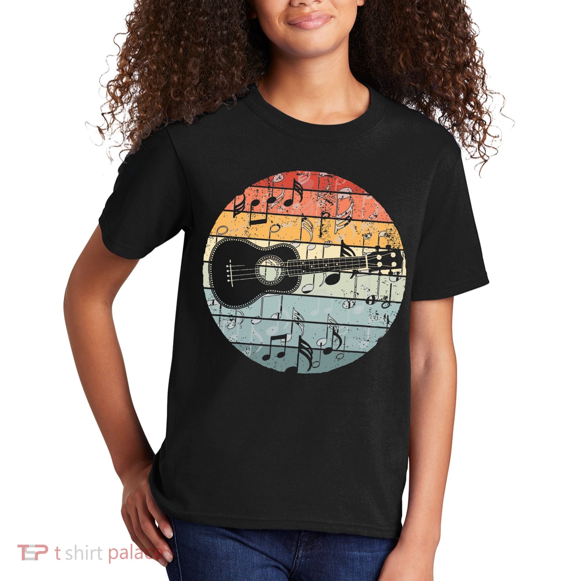 Retro Uke Ukulele Player Funny Ukulele Music Kids T-Shirt