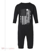 retro US Volleyball Practice USA Flag American Infant Fleece One Piece thumb 0