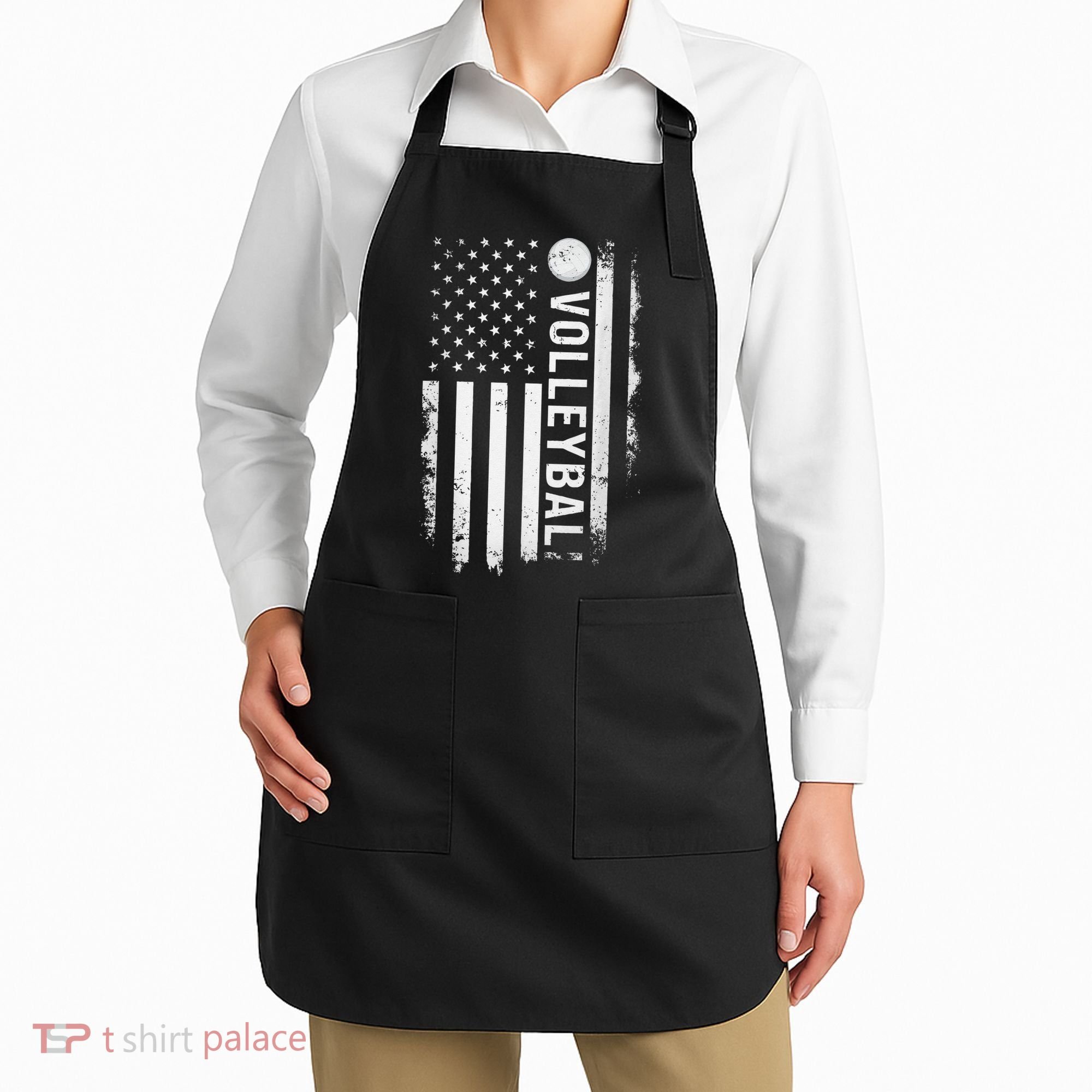 retro US Volleyball Practice USA Flag American Apron