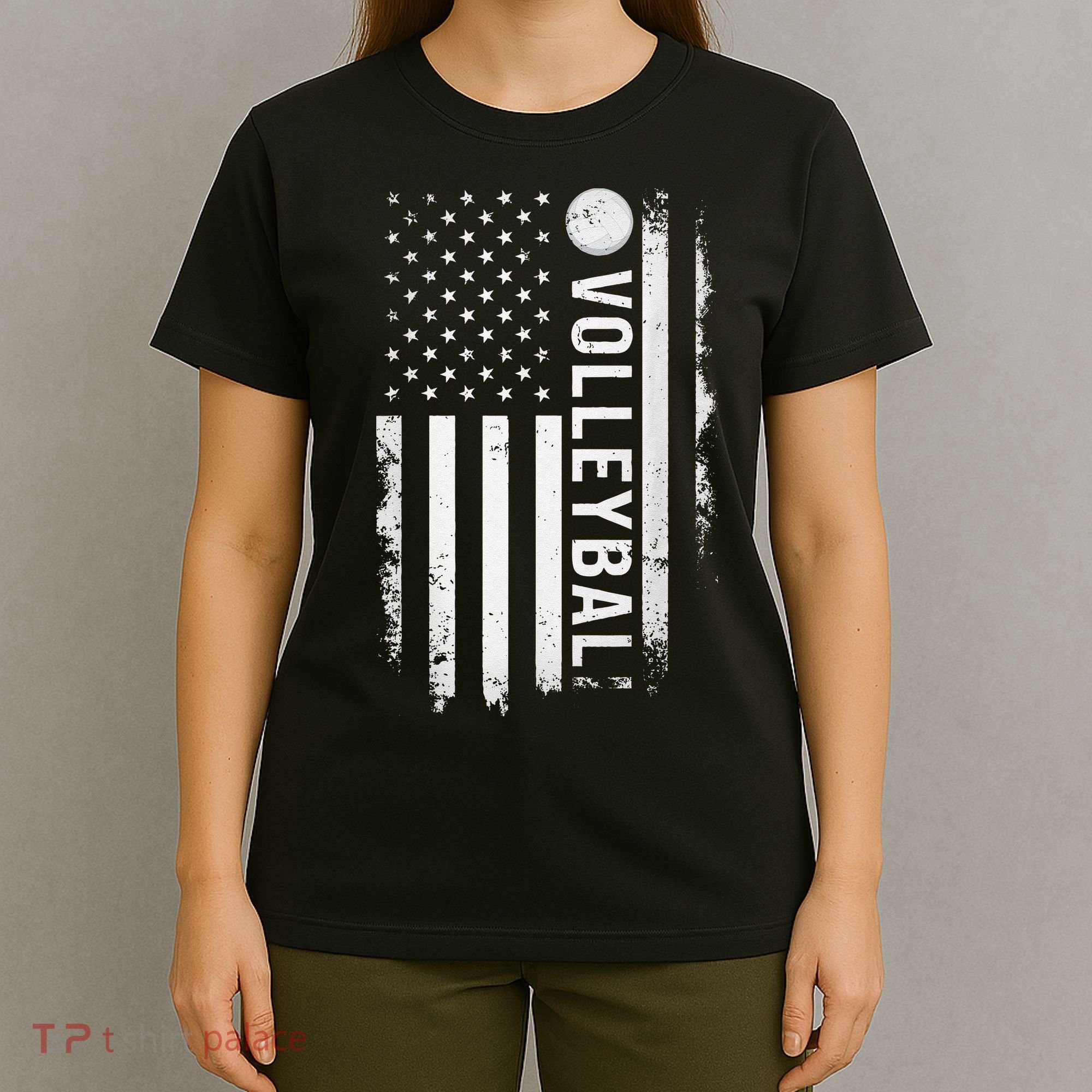 retro US Volleyball Practice USA Flag American T-Shirt