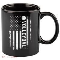retro US Volleyball Practice USA Flag American 11oz C Handle Ceramic Mug thumb 0