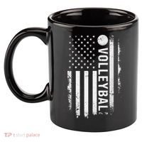 retro US Volleyball Practice USA Flag American 11oz C Handle Ceramic Mug thumb 2