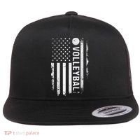 retro US Volleyball Practice USA Flag American Flat Bill Trucker Hat thumb 0