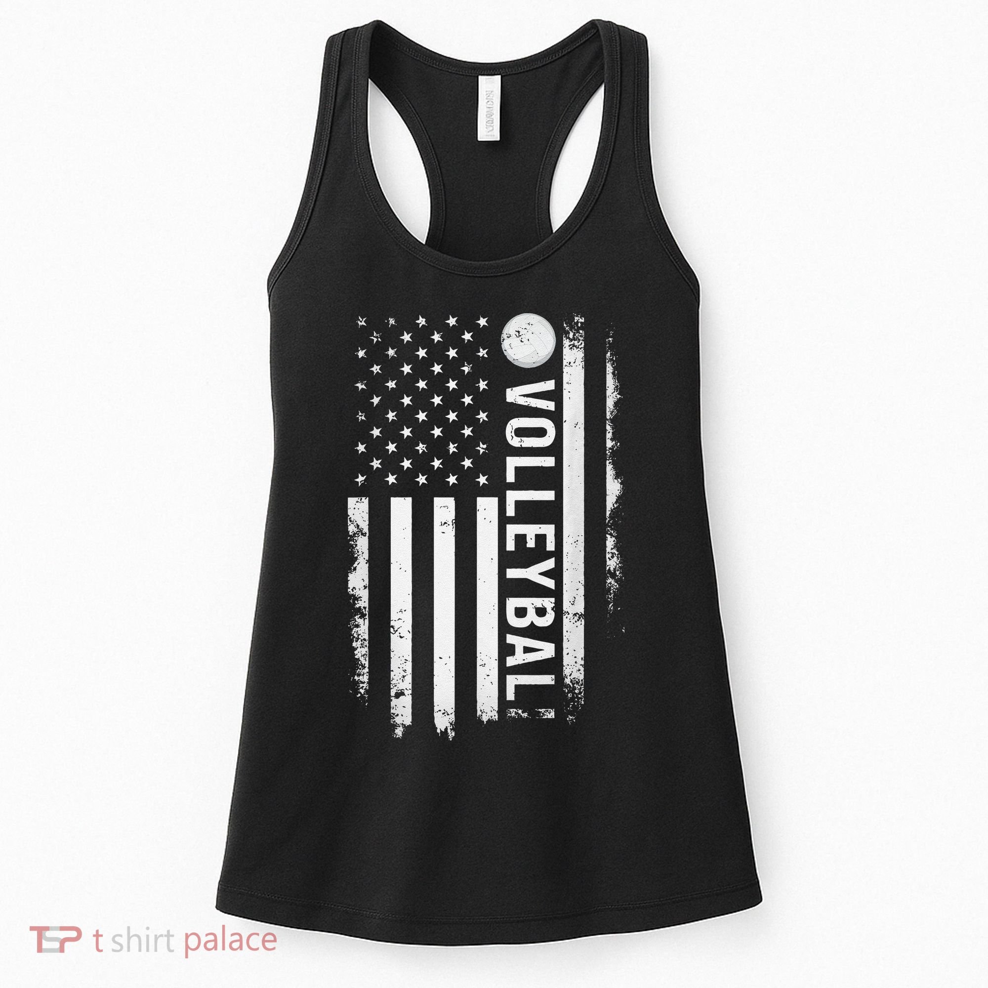retro US Volleyball Practice USA Flag American Women's Tank Top