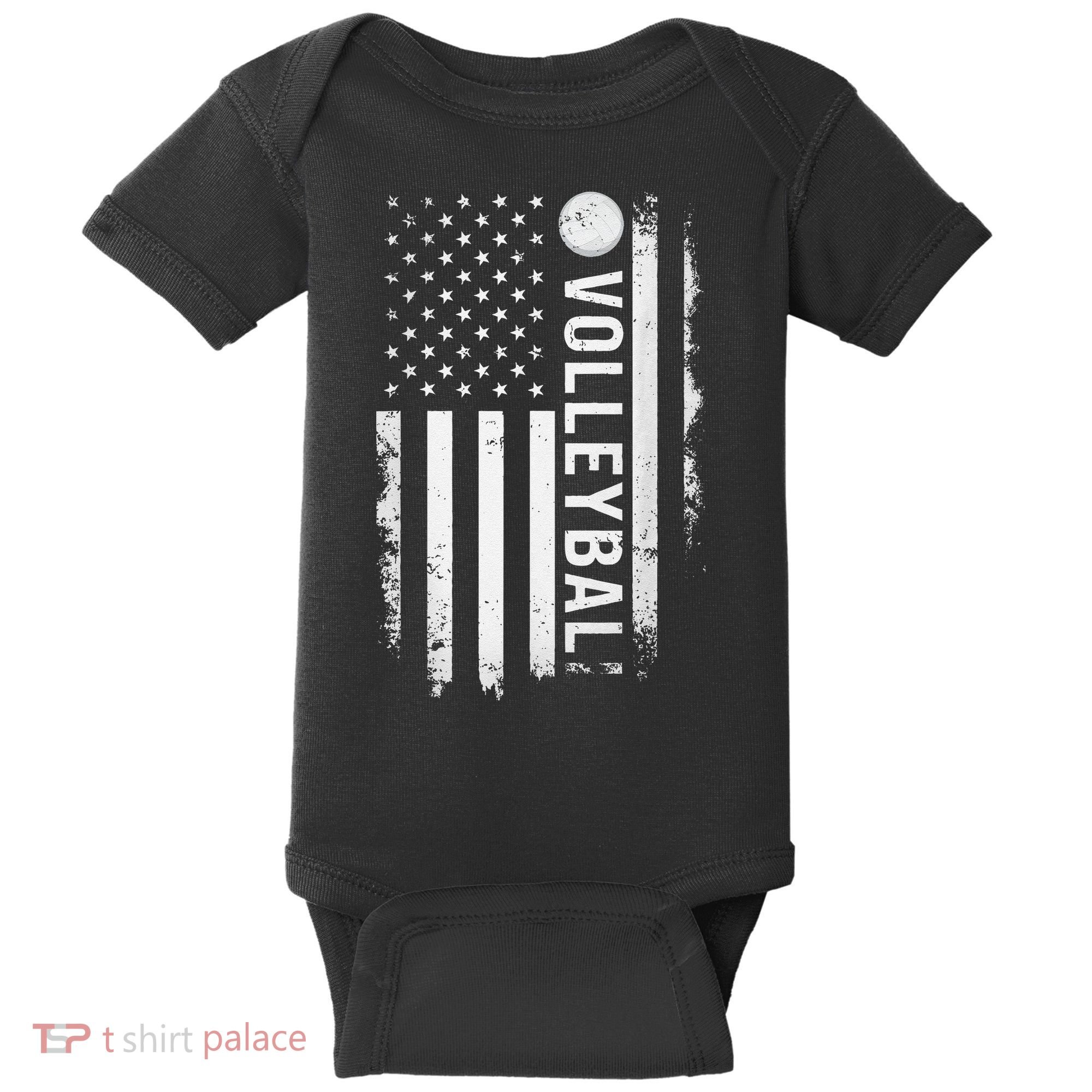 retro US Volleyball Practice USA Flag American Baby Bodysuit