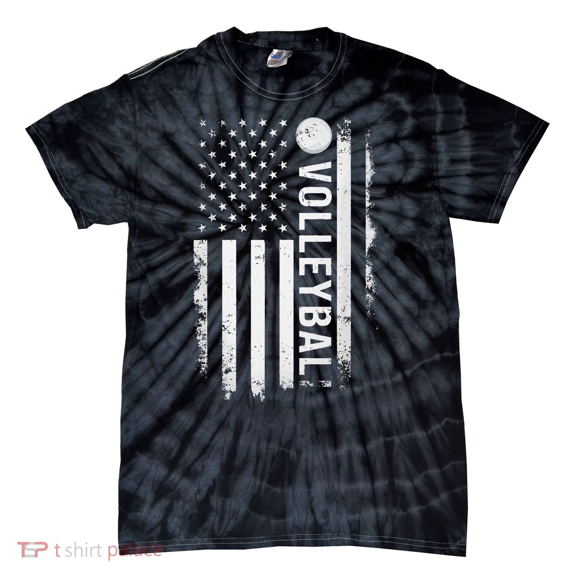 retro US Volleyball Practice USA Flag American Tie-Dye T-Shirt
