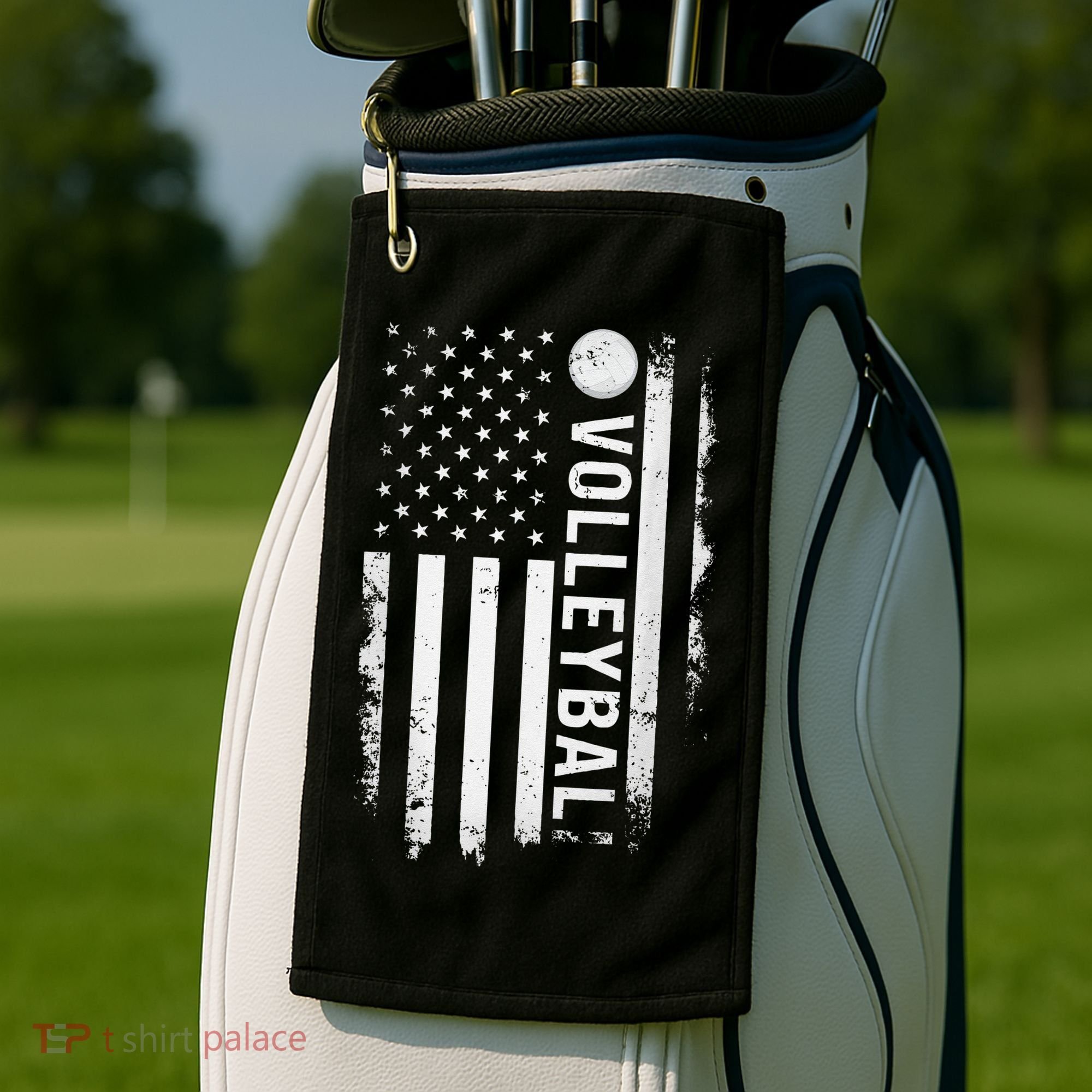 retro US Volleyball Practice USA Flag American Golf Towel