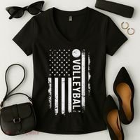 retro US Volleyball Practice USA Flag American Women's V-Neck T-Shirt thumb 2