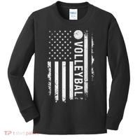 retro US Volleyball Practice USA Flag American Kids Long Sleeve Shirt thumb 0