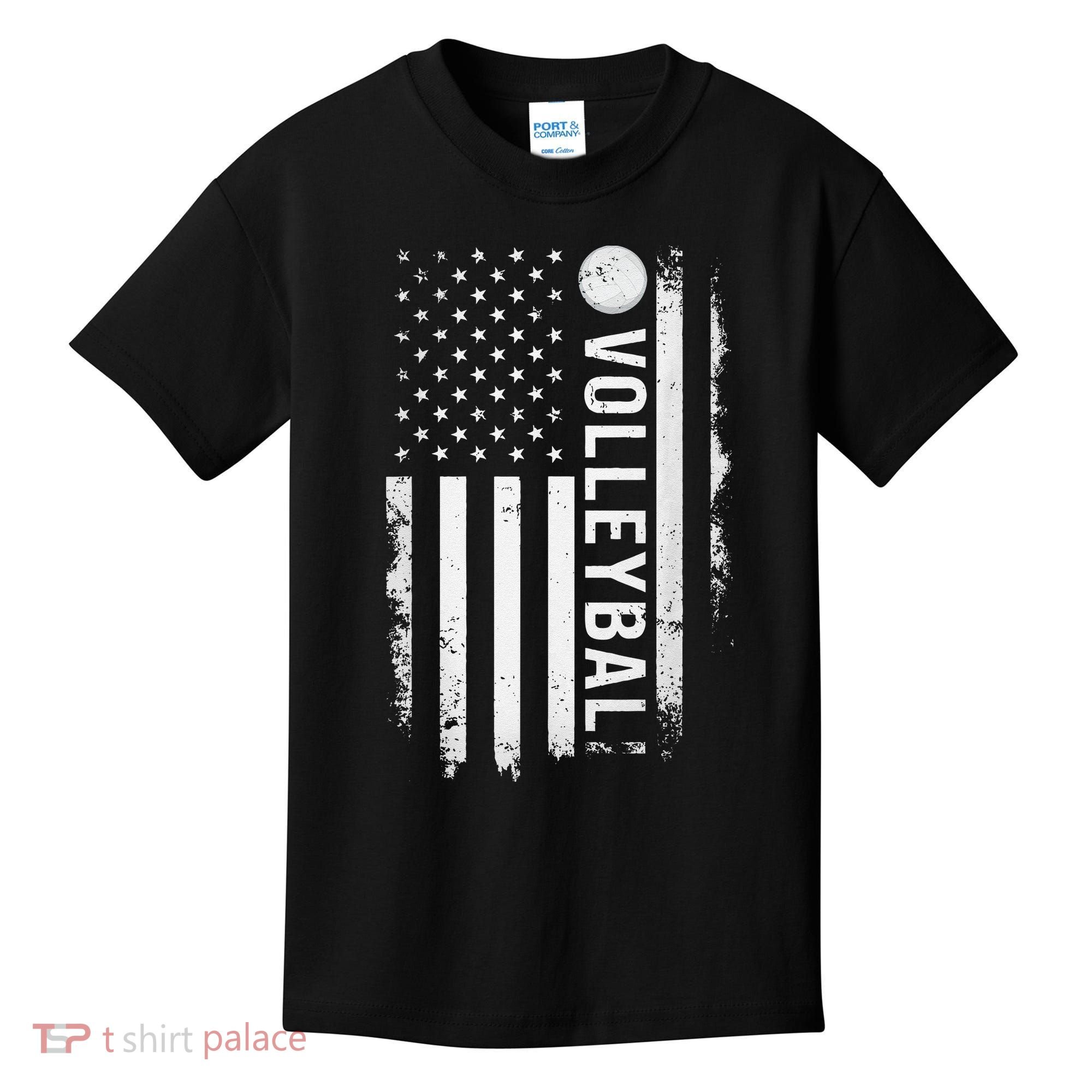 retro US Volleyball Practice USA Flag American Kids T-Shirt