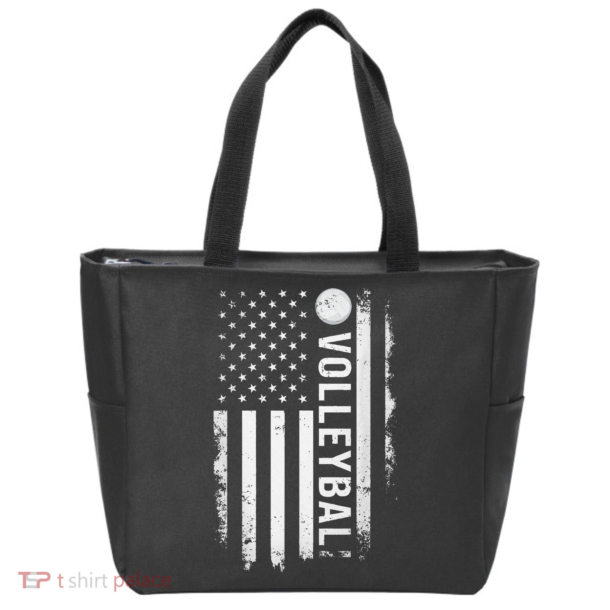 retro US Volleyball Practice USA Flag American Tote Bag