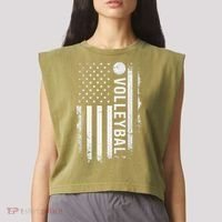 retro US Volleyball Practice USA Flag American Garment-Dyed Women's Muscle Tee thumb 2
