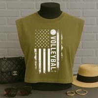 retro US Volleyball Practice USA Flag American Garment-Dyed Women's Muscle Tee thumb 3