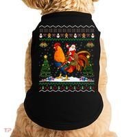 Rooster Ugly Xmas Gift Santa Riding Rooster Christmas Doggie Tank thumb 0