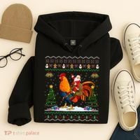 Rooster Ugly Xmas Gift Santa Riding Rooster Christmas Hoodie thumb 4