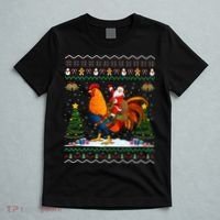 Rooster Ugly Xmas Gift Santa Riding Rooster Christmas T-Shirt thumb 5