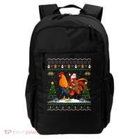 Rooster Ugly Xmas Gift Santa Riding Rooster Christmas Backpack thumb 0
