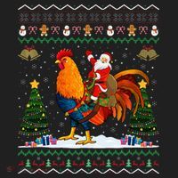 Rooster Ugly Xmas Gift Santa Riding Rooster Christmas Beanie thumb 2