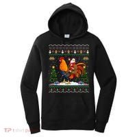 Rooster Ugly Xmas Gift Santa Riding Rooster Christmas Women's Hoodie thumb 0