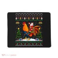 Rooster Ugly Xmas Gift Santa Riding Rooster Christmas Mousepad thumb 0