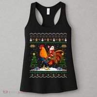 Rooster Ugly Xmas Gift Santa Riding Rooster Christmas Women's Tank Top thumb 3