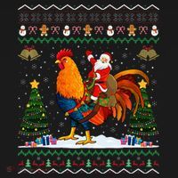 Rooster Ugly Xmas Gift Santa Riding Rooster Christmas Toddler Hoodie thumb 2